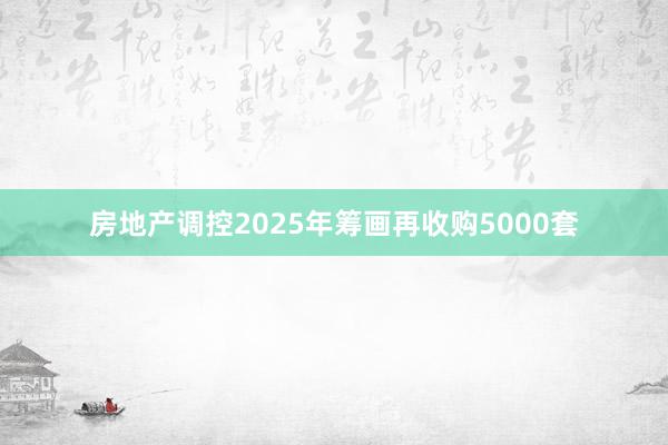 房地产调控2025年筹画再收购5000套