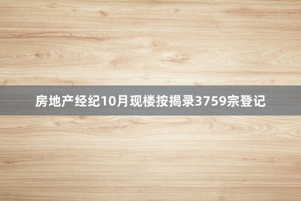 房地产经纪10月现楼按揭录3759宗登记