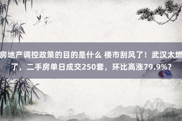 房地产调控政策的目的是什么 楼市刮风了！武汉太燃了，二手房单日成交250套，环比高涨79.9%？