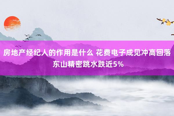 房地产经纪人的作用是什么 花费电子成见冲高回落 东山精密跳水跌近5%