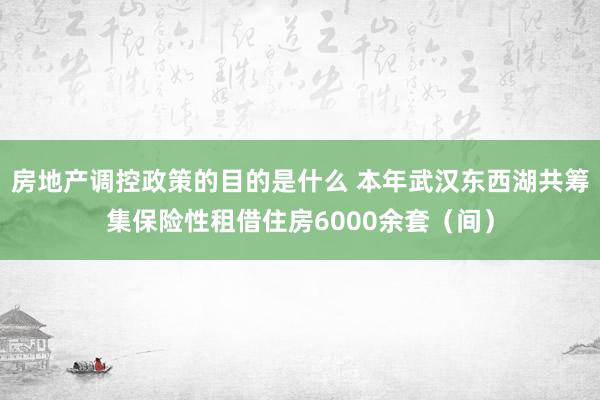 房地产调控政策的目的是什么 本年武汉东西湖共筹集保险性租借住房6000余套（间）