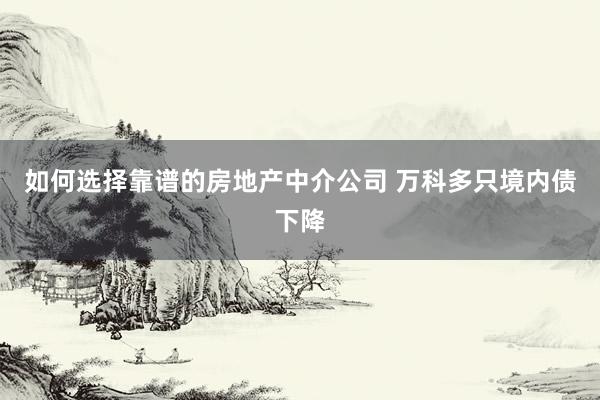 如何选择靠谱的房地产中介公司 万科多只境内债下降