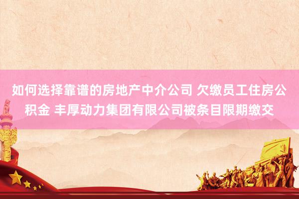 如何选择靠谱的房地产中介公司 欠缴员工住房公积金 丰厚动力集团有限公司被条目限期缴交