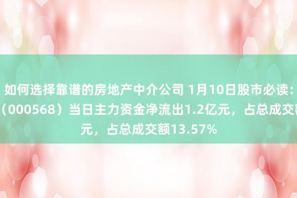 如何选择靠谱的房地产中介公司 1月10日股市必读：泸州老窖（000568）当日主力资金净流出1.2亿元，占总成交额13.57%