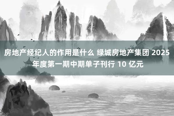 房地产经纪人的作用是什么 绿城房地产集团 2025 年度第一期中期单子刊行 10 亿元