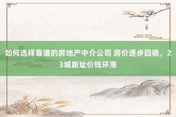 如何选择靠谱的房地产中介公司 房价逐步回稳，23城新址价钱环涨