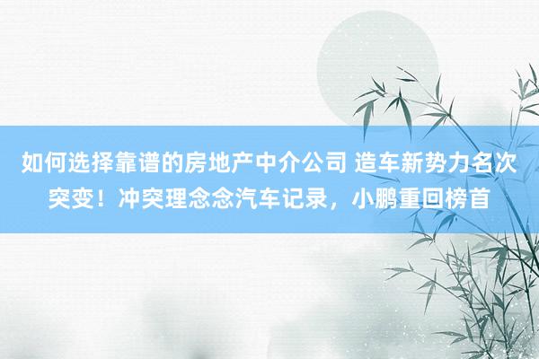 如何选择靠谱的房地产中介公司 造车新势力名次突变！冲突理念念汽车记录，小鹏重回榜首