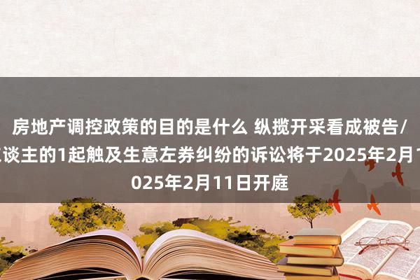 房地产调控政策的目的是什么 纵揽开采看成被告/被上诉东谈主的1起触及生意左券纠纷的诉讼将于2025年2月11日开庭