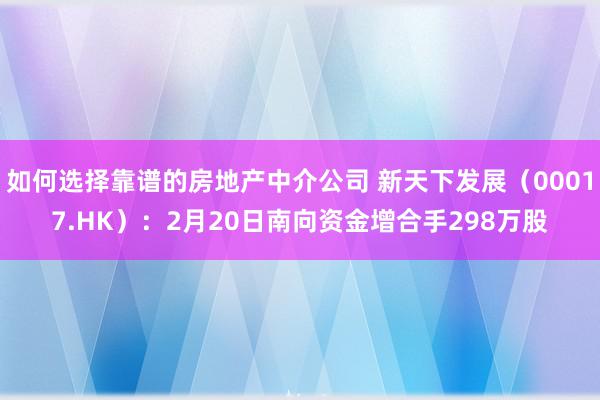 如何选择靠谱的房地产中介公司 新天下发展（00017.HK）：2月20日南向资金增合手298万股