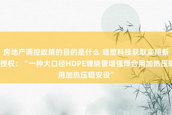 房地产调控政策的目的是什么 雄塑科技获取实用新式专利授权：“一种大口径HDPE缠绕管增强焊合用加热压辊安设”