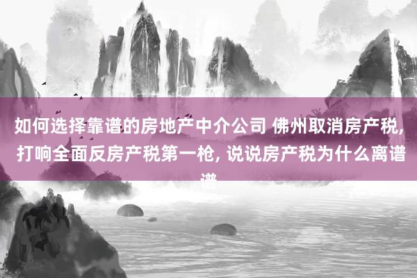 如何选择靠谱的房地产中介公司 佛州取消房产税, 打响全面反房产税第一枪, 说说房产税为什么离谱