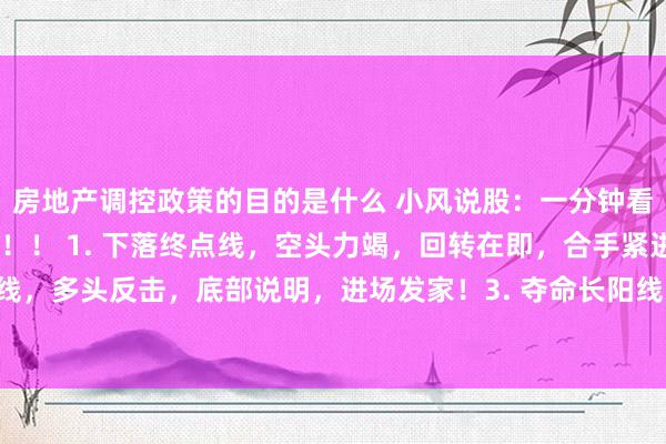 房地产调控政策的目的是什么 小风说股：一分钟看懂这三种洗盘信号！！！ 1. 下落终点线，空头力竭，回转在即，合手紧进场！2. 低位切入线，多头反击，底部说明，进场发家！3. 夺命长阳线，多头强势，趋势逆转，占据上风！#洗盘...