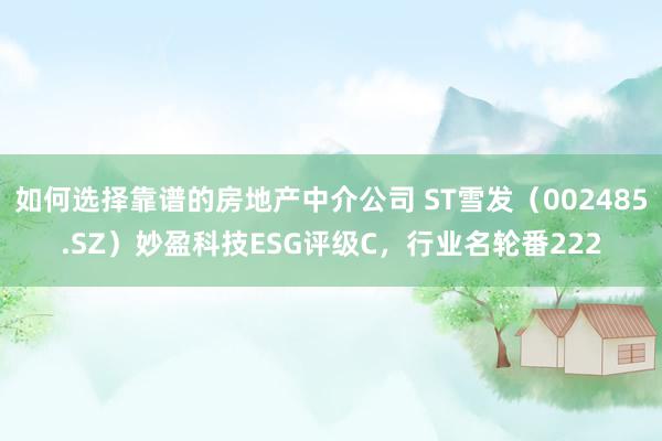 如何选择靠谱的房地产中介公司 ST雪发（002485.SZ）妙盈科技ESG评级C，行业名轮番222