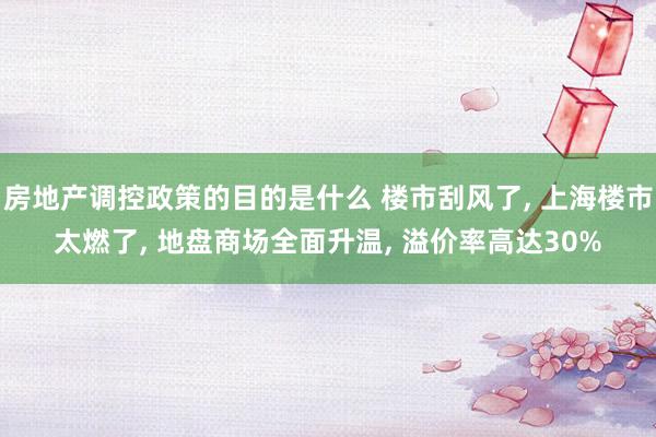 房地产调控政策的目的是什么 楼市刮风了, 上海楼市太燃了, 地盘商场全面升温, 溢价率高达30%